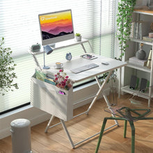 Klappbarer Schreibtisch 80 cm Weiß mit Regal & Tasche