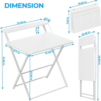 Klappbarer Schreibtisch mit Regal und Aufbewahrungstasche 80 cm