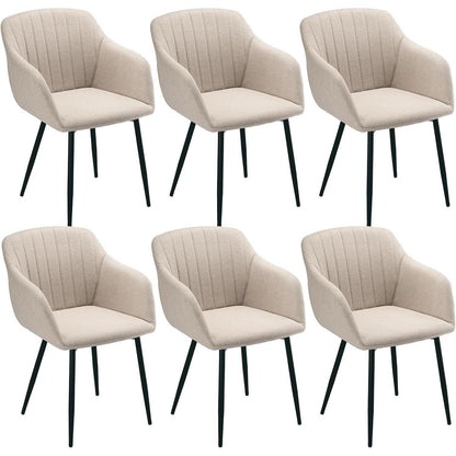 6er Set Esszimmerstühle Beige mit Armlehnen, Polsterstühle