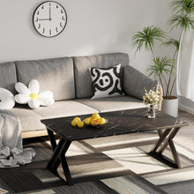 Moderner Couchtisch Holz Schwarz Metallgestell 100x48x55cm