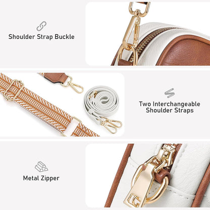 Bagsure Umhängetasche Damen Leichte Crossbody Schultertasche Leder Gestepptes Design