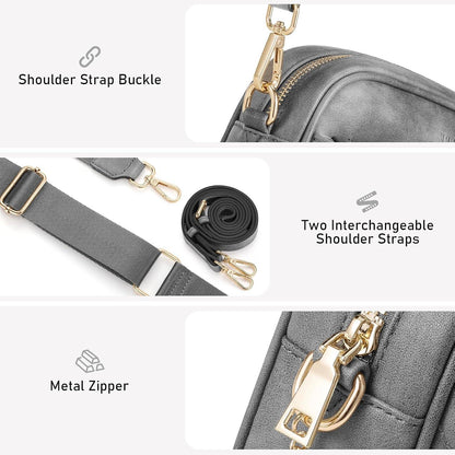 Bagsure Umhängetasche Damen Crossbody Schultertasche Leder Gestepptes Design