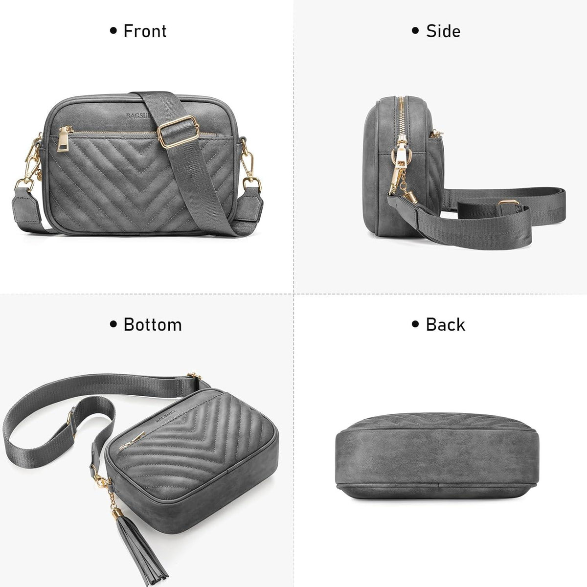 Umhängetasche Damen Crossbody Schultertasche Leder gesteppt
