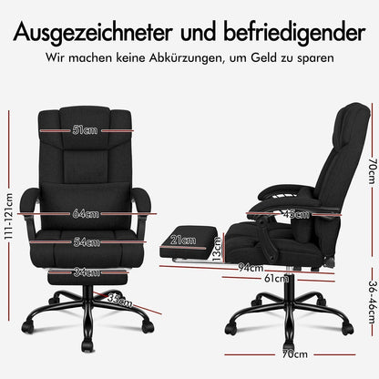 ALFORDSON Bürostuhl Hochlehner 150° Liegeposition Schwarz