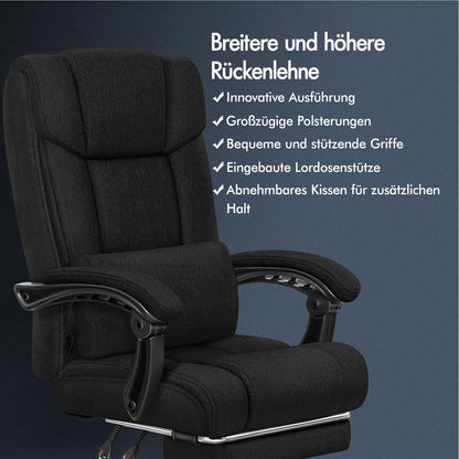 ALFORDSON Bürostuhl Hochlehner 150° Liegeposition Schwarz