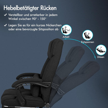ALFORDSON Bürostuhl Hochlehner 150° Liegeposition Schwarz