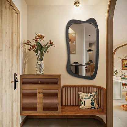 Großer Wandspiegel Holzrahmen, Unregelmäßig 80x50 cm Retro Stil