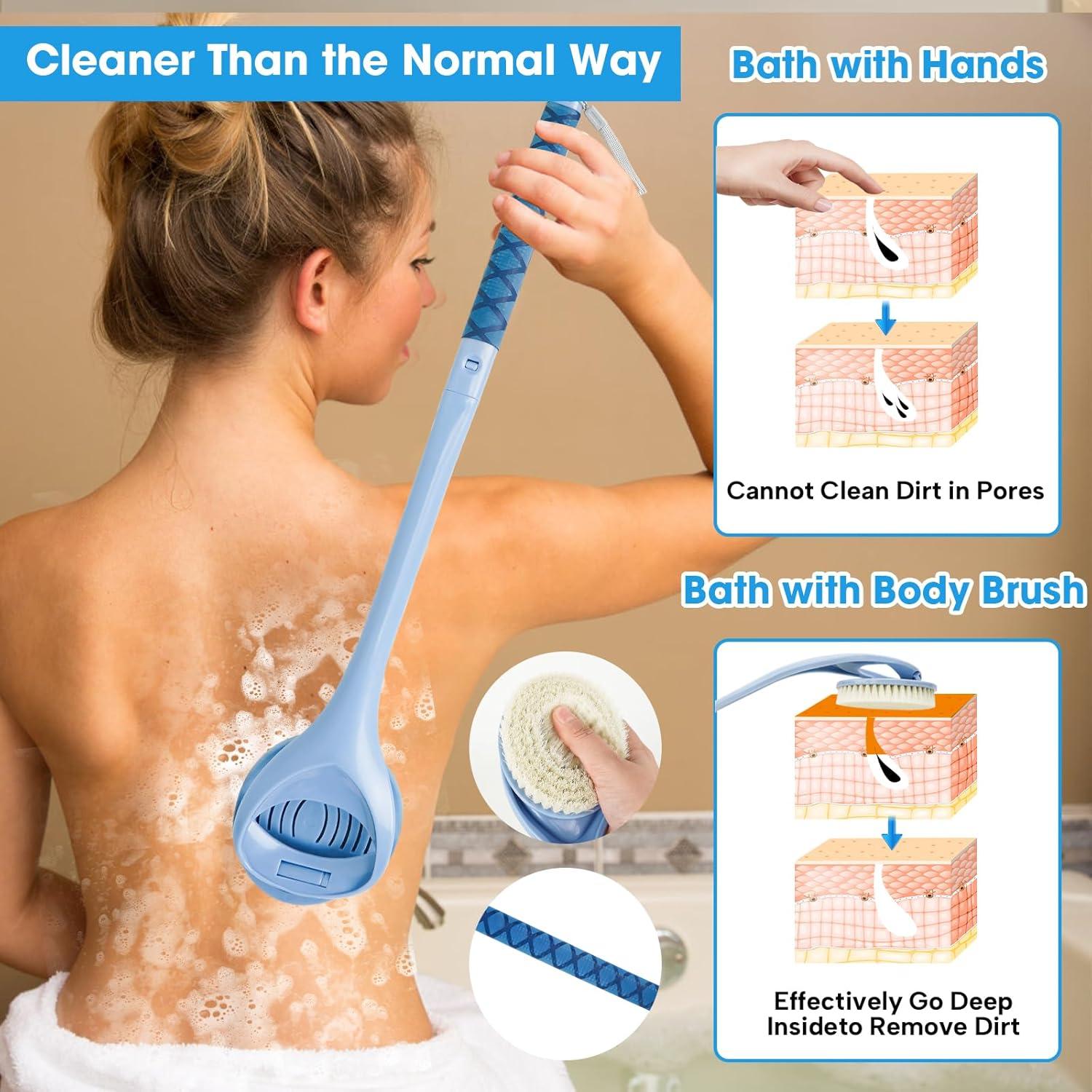 Rückenschrubber Dusche Abnehmbarer Griff Peeling Nylonborsten