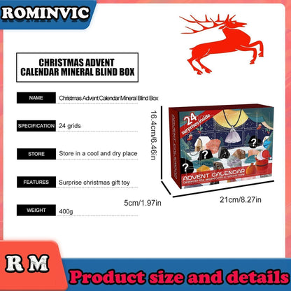 Adventskalender 2024 Mineralien Edelsteine Rock 24 Türchen Mädchen Jungen Rot