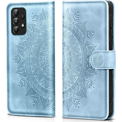 Hülle mit Kartenfach für Samsung Galaxy A33 5G, Himmelblau in Lederoptik