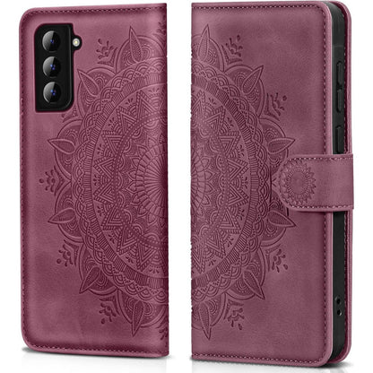 Samsung Galaxy S22 Klapphülle Rot mit Kartenfach & Standfunktion in Lederoptik