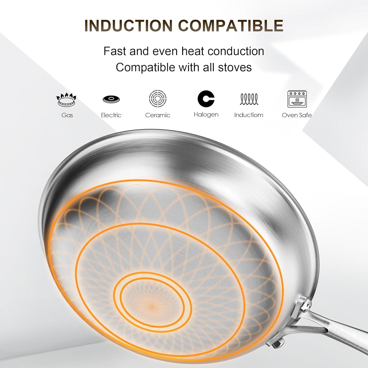 26 cm Edelstahl Bratpfanne Induktion Antihaft Pfanne Spülmaschinenfest