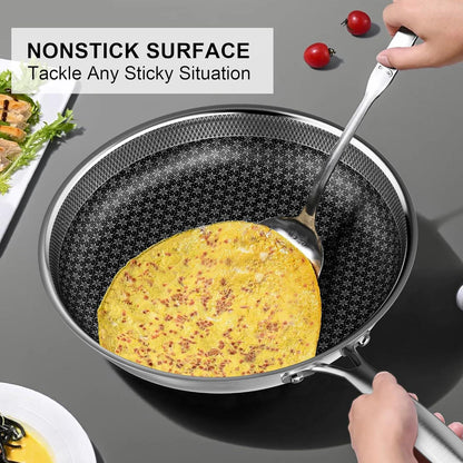 26 cm Edelstahl Bratpfanne für Induktion Antihaft Wok Pfanne