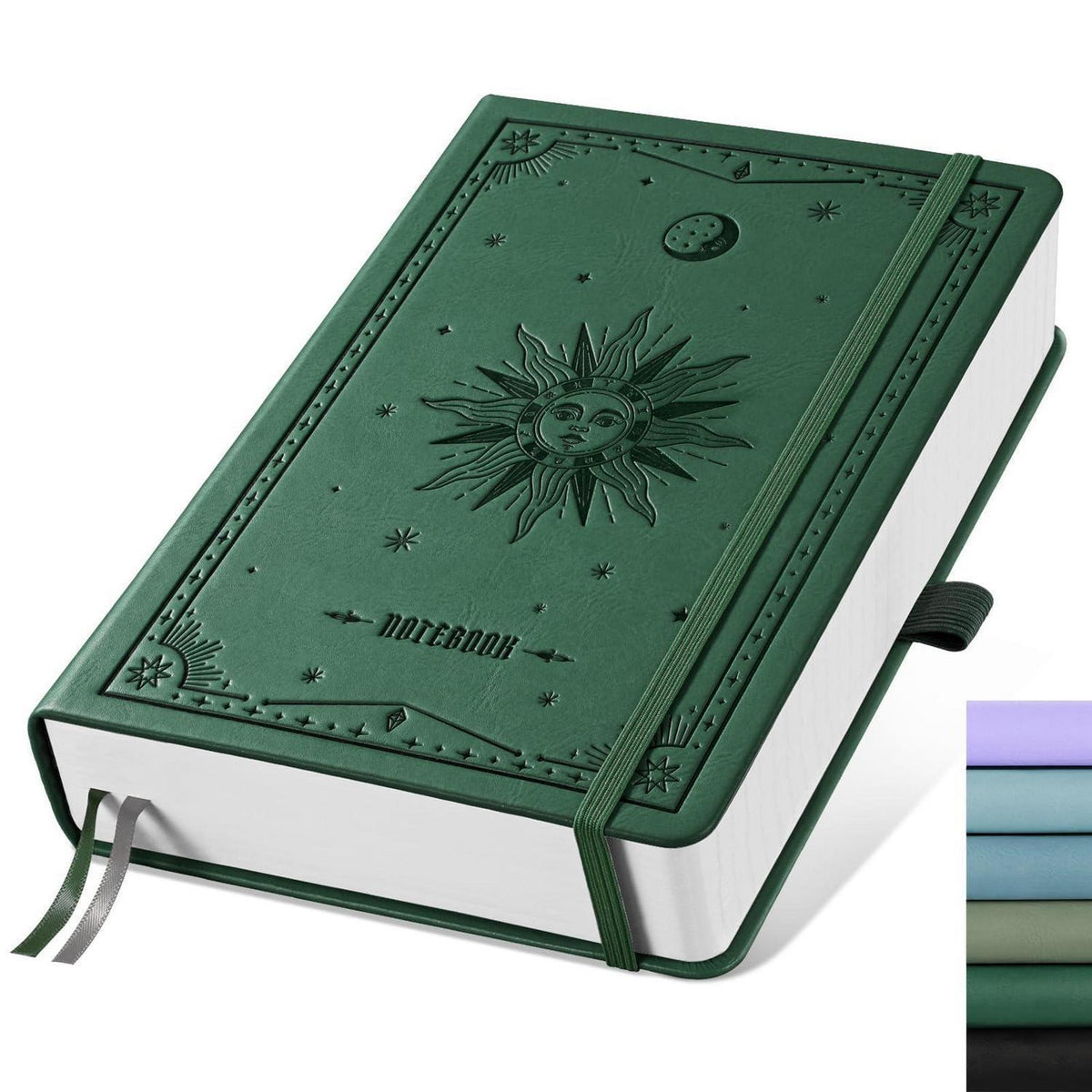 A5 Notizbuch kariert dunkelgrün - Tagebuch mit 320 Seiten