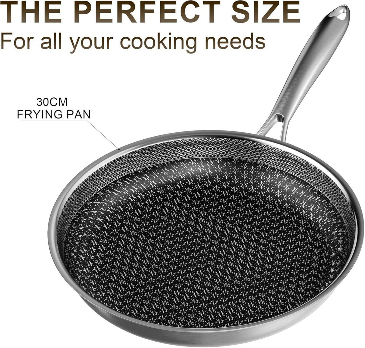 Edelstahl Bratpfanne 30 cm Antihaft Wok Pfanne für alle