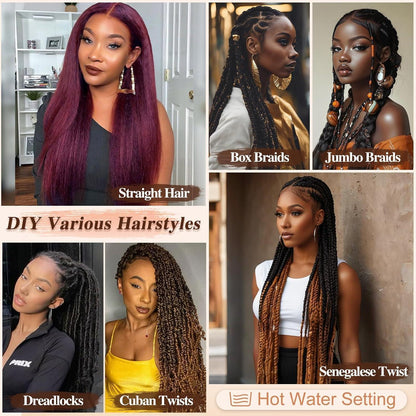 66cm Pre-Stretched Braiding Haar 8er Pack - Jet Schwarz für Zöpfe
