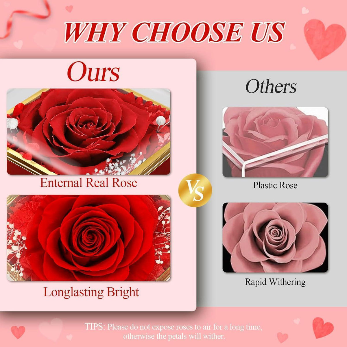 Ewige Rose mit "I Love You" Kette - Geschenk für Sie