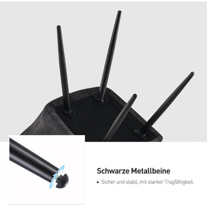 CLIPOP Esszimmerstühle 2er Set Samt Kohlenstoffgrau mit Armlehne
