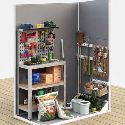 Wetterfestes Gartenhaus 152x92x192 cm – Grau & Weiß
