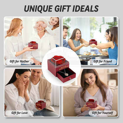 Ewige Rose Geschenkbox mit Kette – 100 Sprachen "I LOVE YOU"