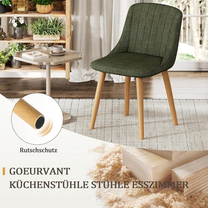 6 Esszimmerstühle Polsterstuhl Holzbeine Gras-Grün, Ergonomisch