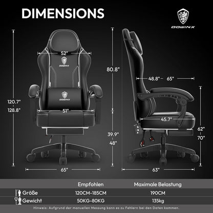 Ergonomischer Gaming Stuhl mit Lendenwirbelstütze und
