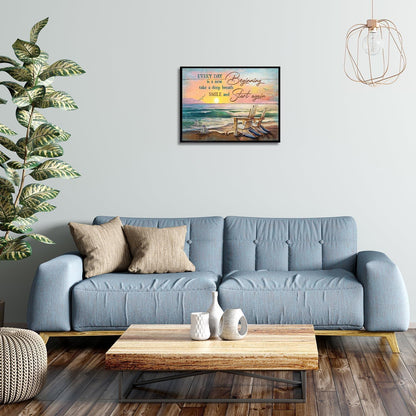 Meeresschildkröte Strand Leinwand Poster Inspirierendes Zitat 30x40 cm