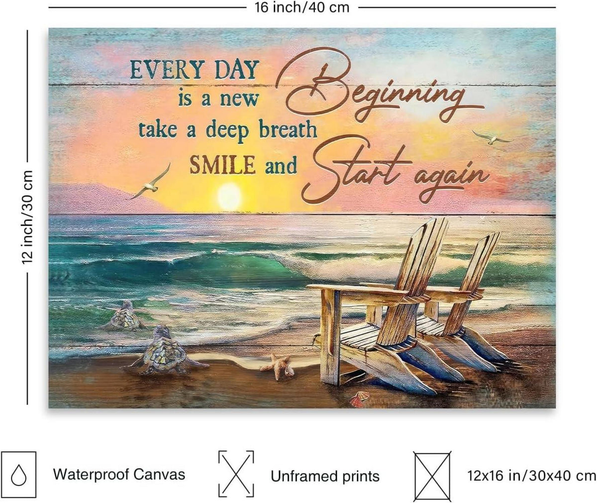 Meeresschildkröte Strand Wandbild Inspirierende Zitate 30x40cm