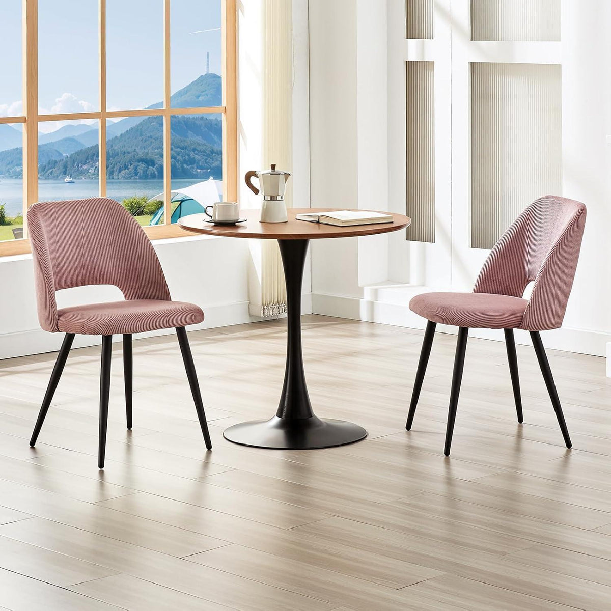 Esszimmerstühle 2er Set Samt Rosa – Modern & Komfortabel