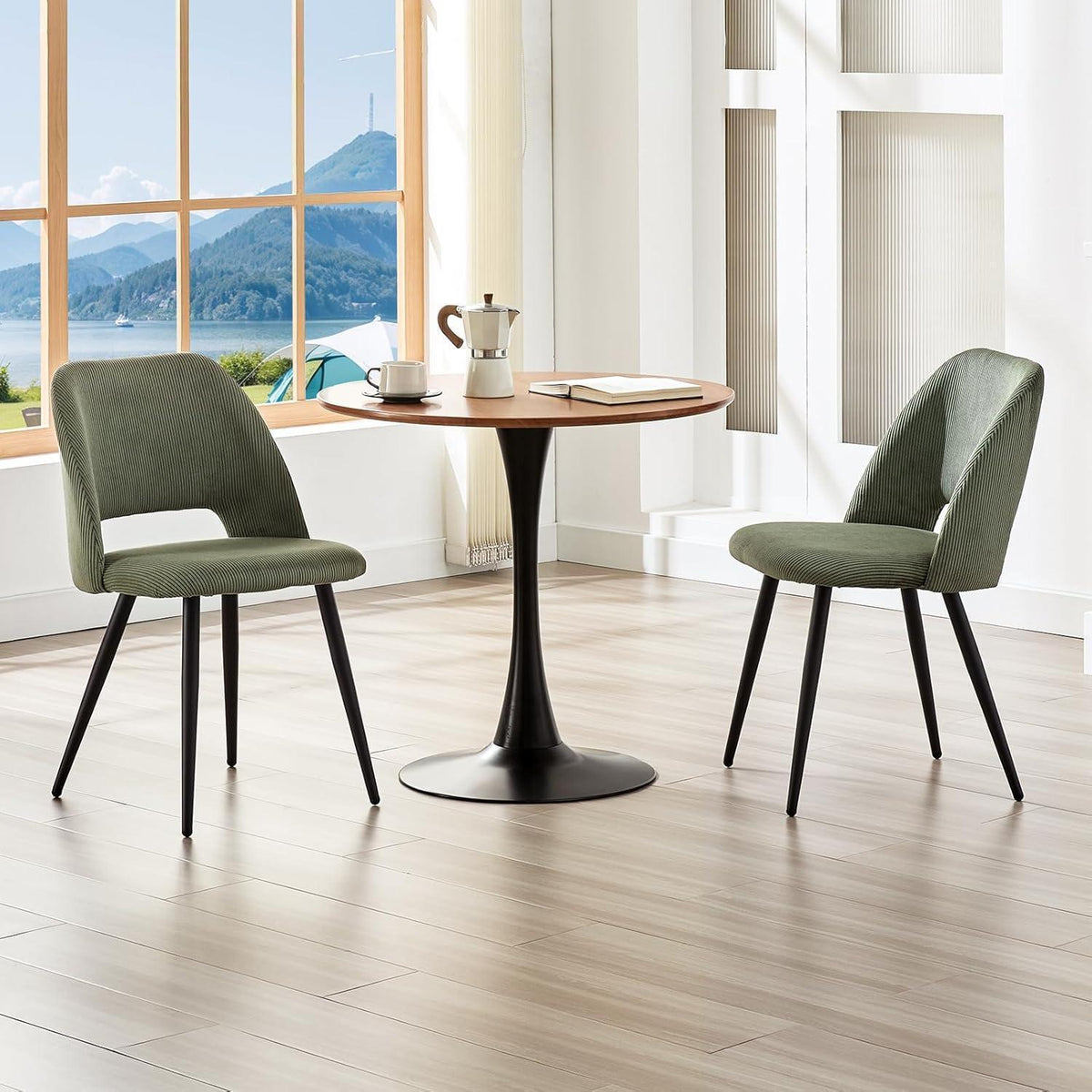 Esszimmerstühle 6er Set, Samt, Grün – Gepolsterte Stühle für Küche & Wohnzimmer