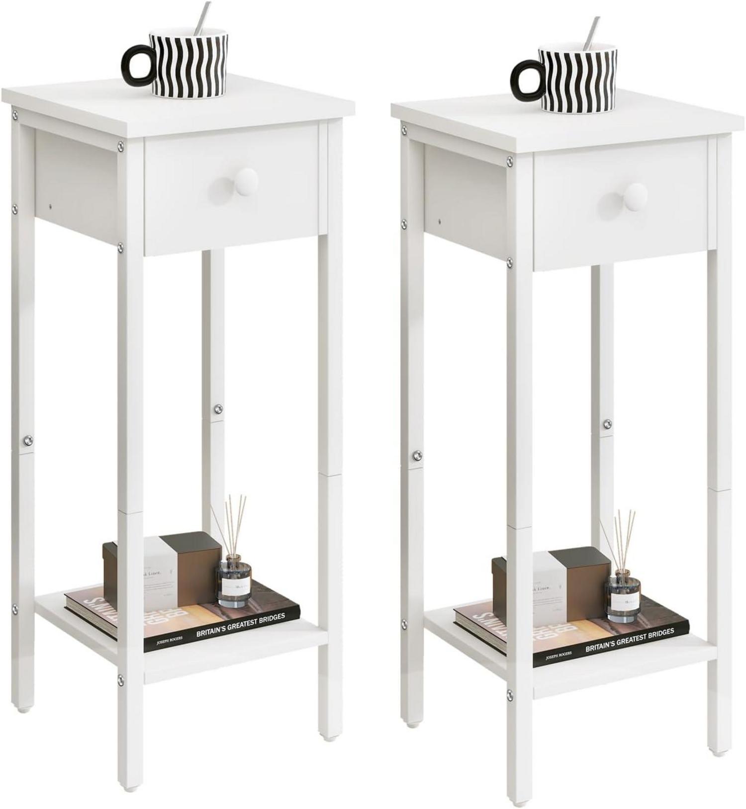 Nachttisch Set mit Schublade und verstellbaren Füßen 25x25x71 cm