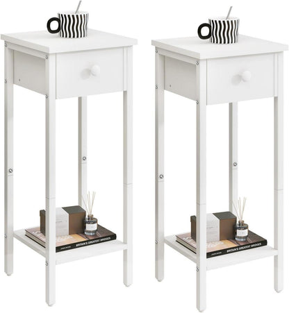 Nachttisch Set mit Schublade und verstellbaren Füßen 25x25x71 cm