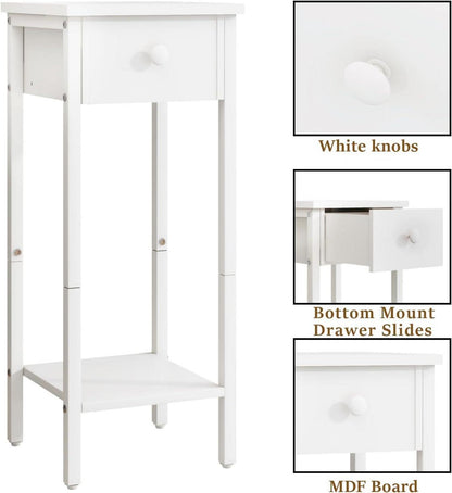 IBUYKE 2er Set Nachttisch Schmal Beistelltisch mit Schublade 25x25x71 cm