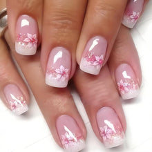 24-teiliges Pink Flower Press on Nails Set mit Blümchen - inkl. Jelly
