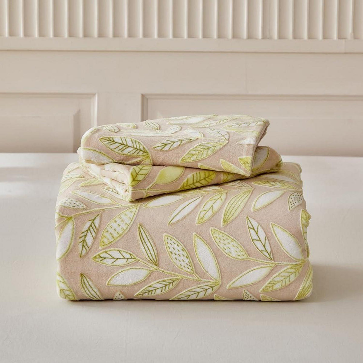 Plüsch Bettwäsche Set 220x240 cm - Warm & Kuschelig Gelb/Beige