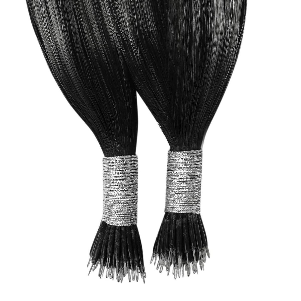 Echthaar Extensions Schwarz Balayage 60cm – Nano Ringe