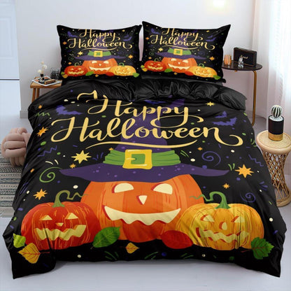 Halloween Bettwäsche Set 135x200 cm - Kürbis Laterne 4-teilig