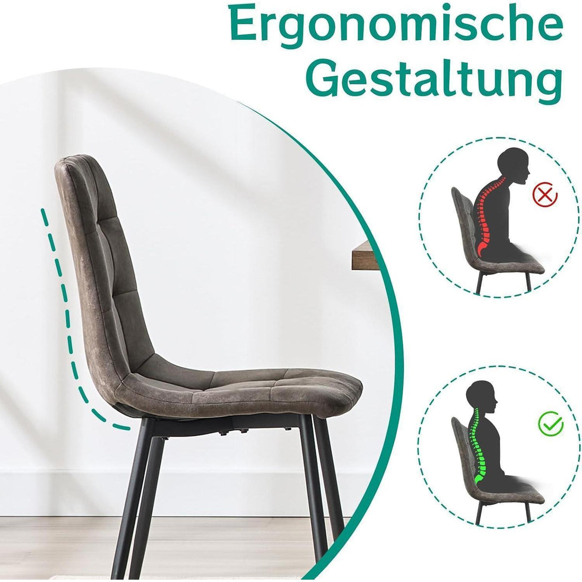 LEWE Esszimmerstühle 4er Set, Dunkelbraun in Lederoptik