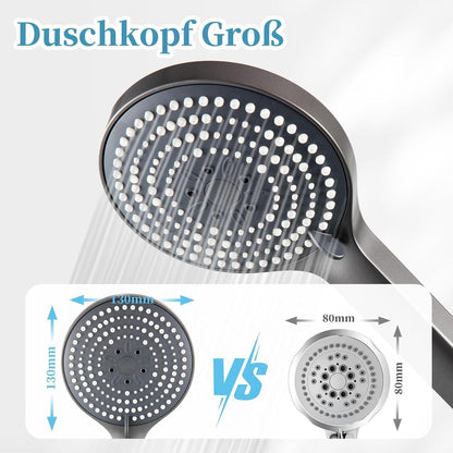 Duschkopf 6 Strahlarten Wassersparend Gebürstetes Schwarzchrom