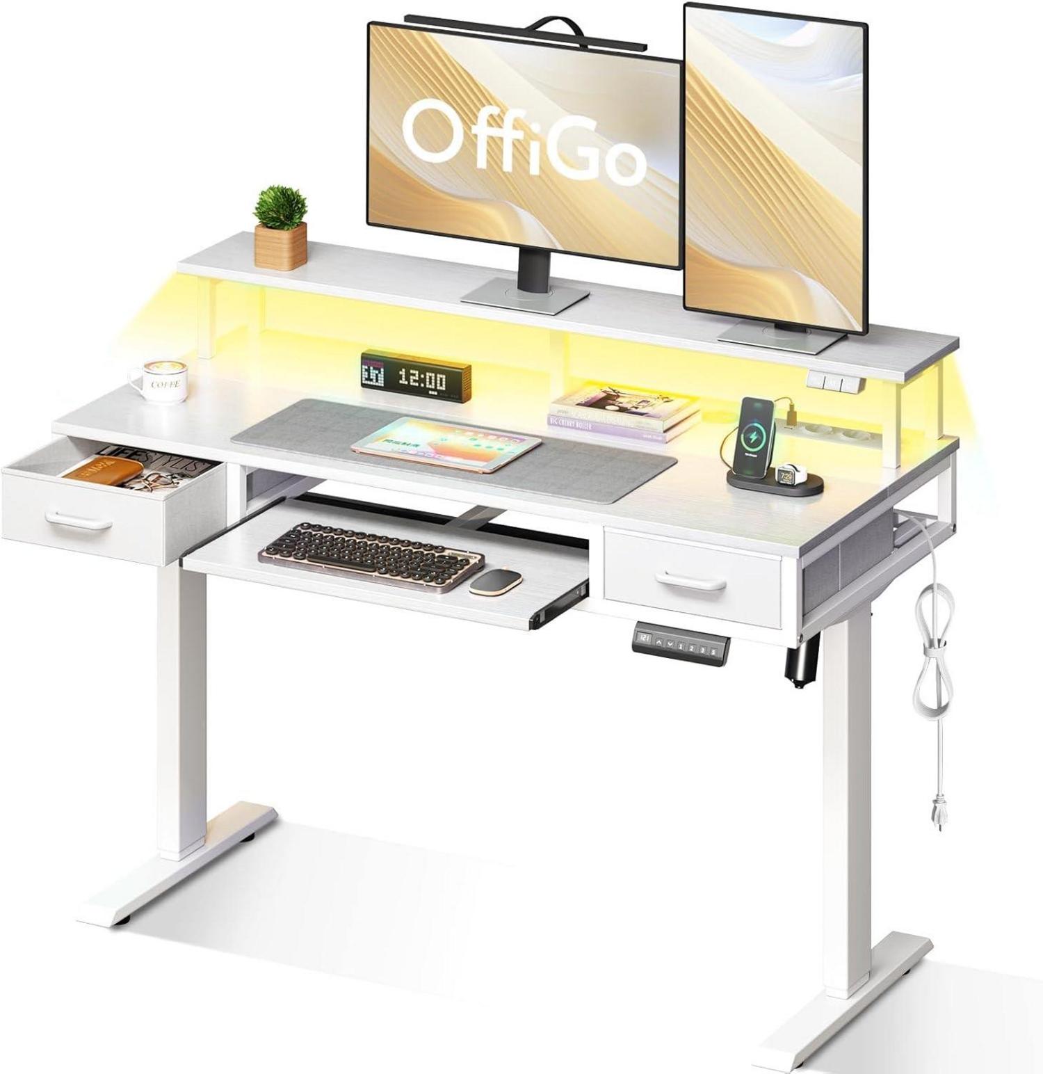 Elektrischer Schreibtisch mit Schubladen 120cm LED