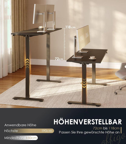 OffiGo Elektrischer Höhenverstellbarer Schreibtisch 140 cm Schwarz