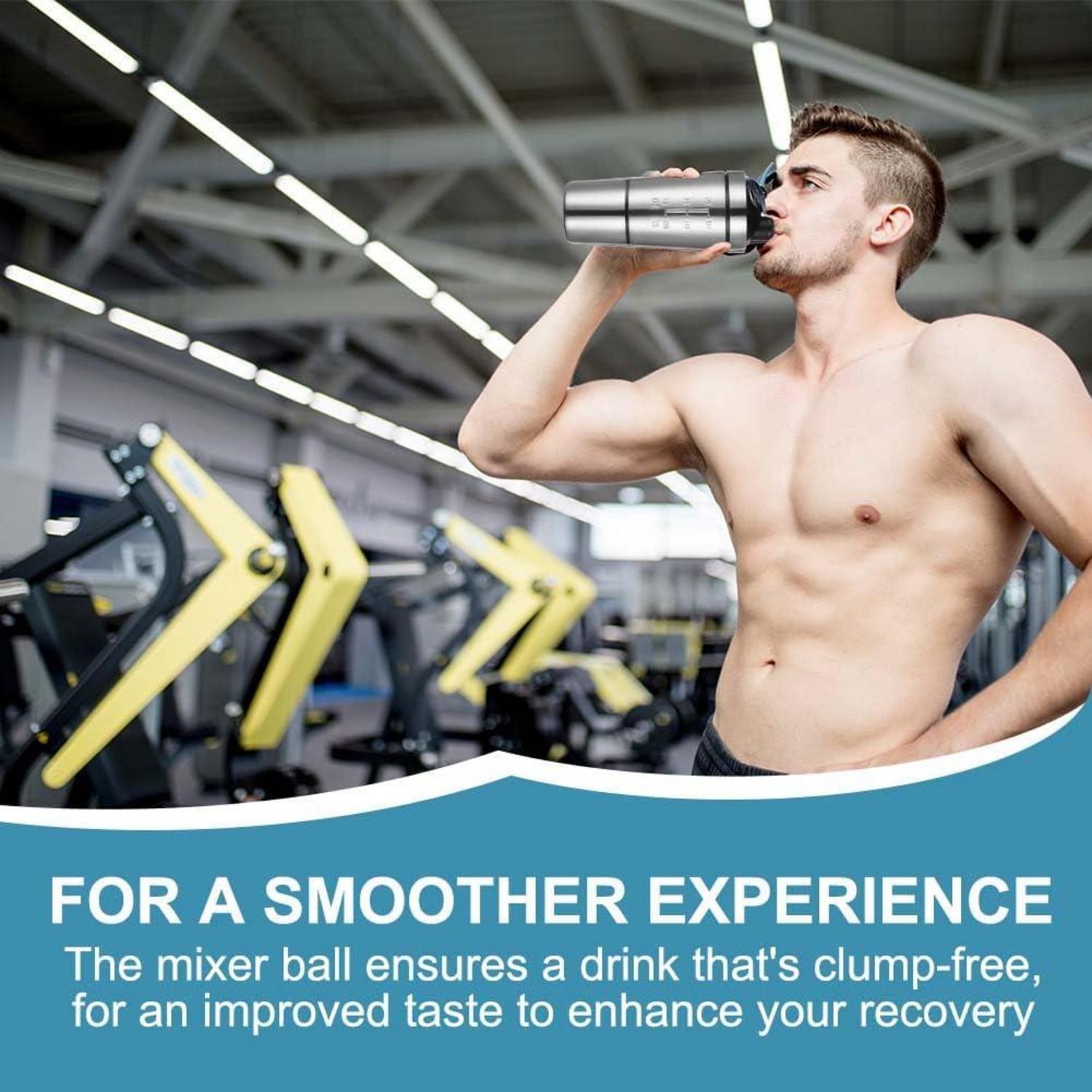 Edelstahl Protein Shaker 700ml mit Shaker Ball BPA-frei