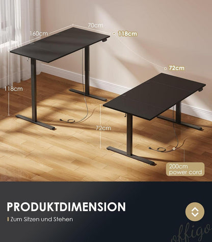 Höhenverstellbarer Schreibtisch Elektrisch Memory-Funktion 160cm