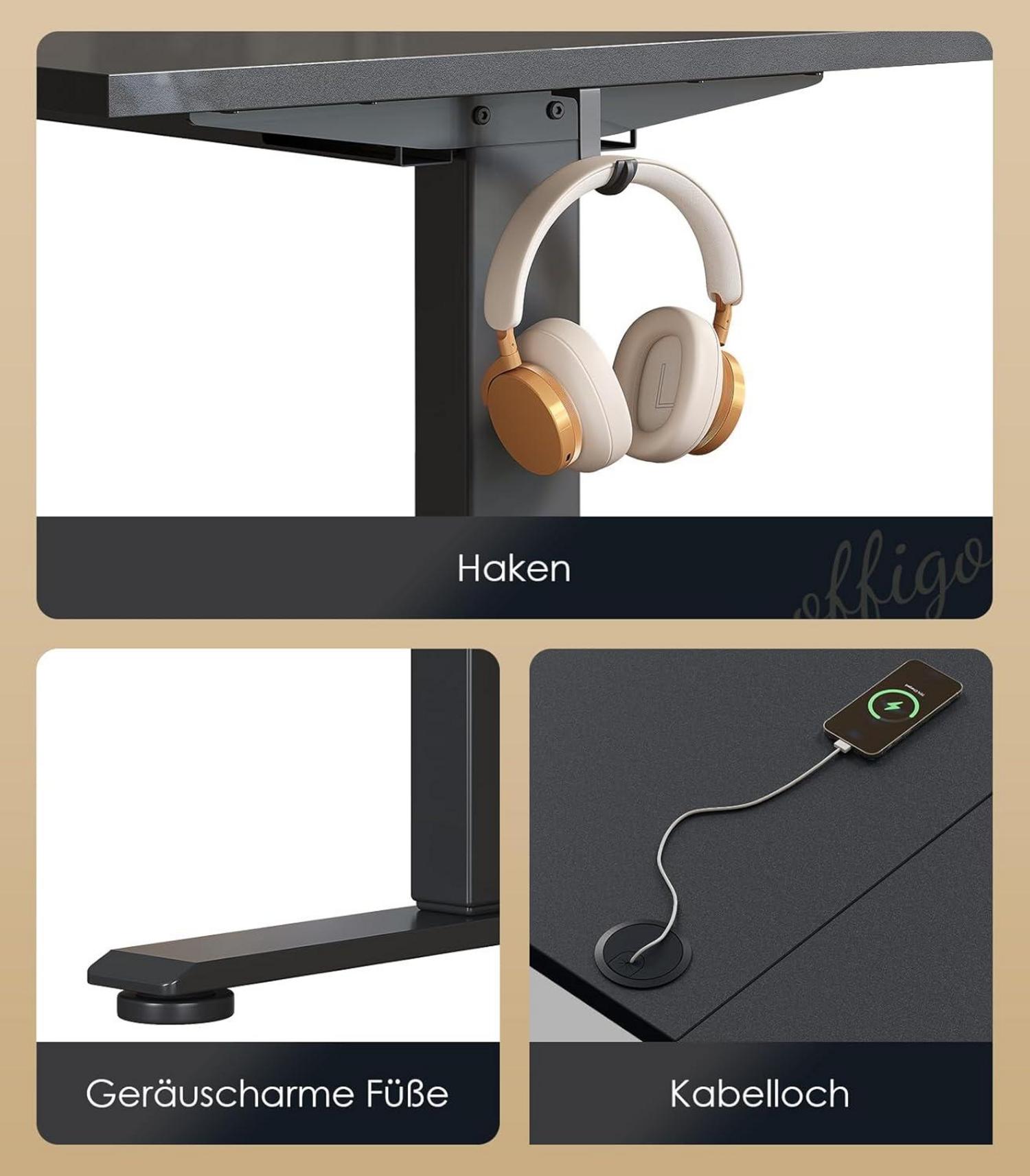 Höhenverstellbarer Elektrischer Schreibtisch 160 cm Memory-Funktion