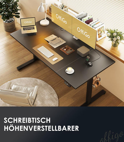 Höhenverstellbarer Schreibtisch 160 cm Elektrisch Ergonomisch Memory-Funktion Gaming Schwarz
