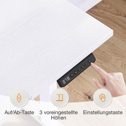 Höhenverstellbarer Eckschreibtisch mit Steckdose und