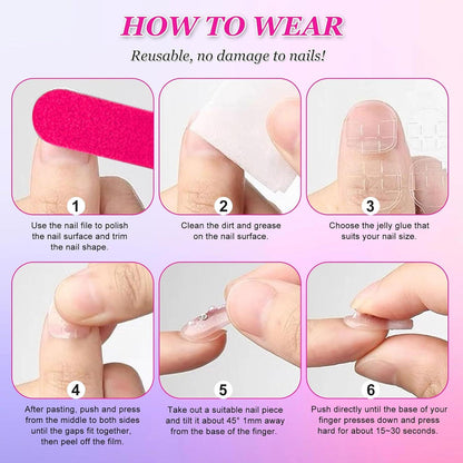 24 French Tip Press on Nails Mittel Nägel selbstklebend Acryl Full Cover Glossy