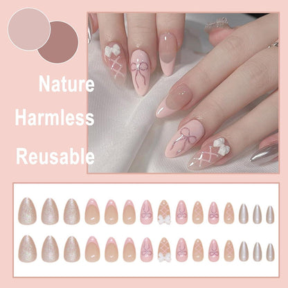 Ceboic 24 Stück French Press Nails Mandel Rosa Mittel Acryl