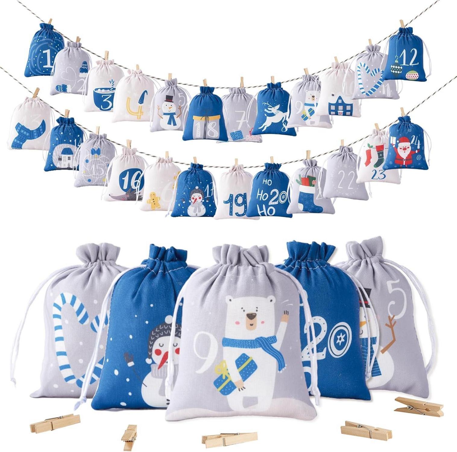 Adventskalender DIY mit großen Säckchen Set 24-teilig