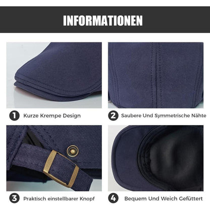 Schiebermütze Herren Baumwolle Verstellbar Marineblau